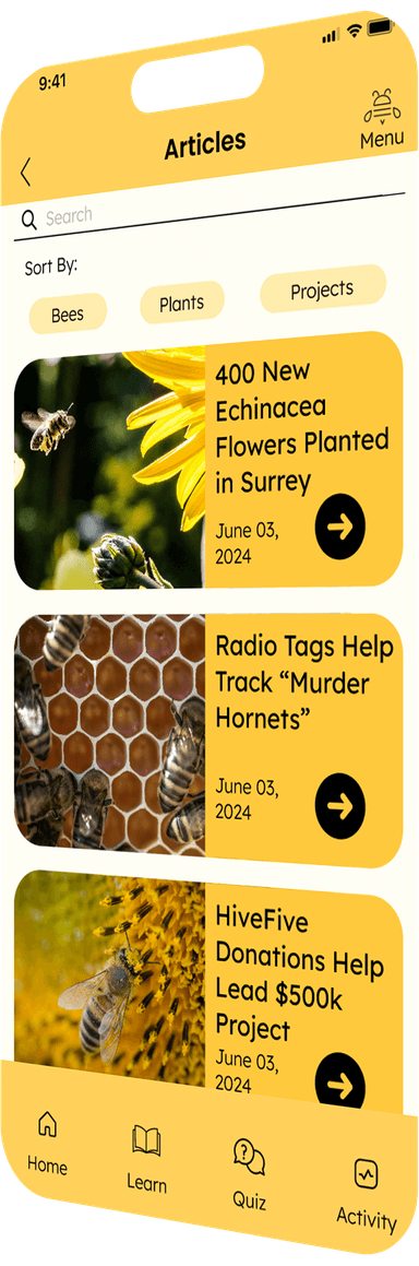 screen mockup of hivefive's article page