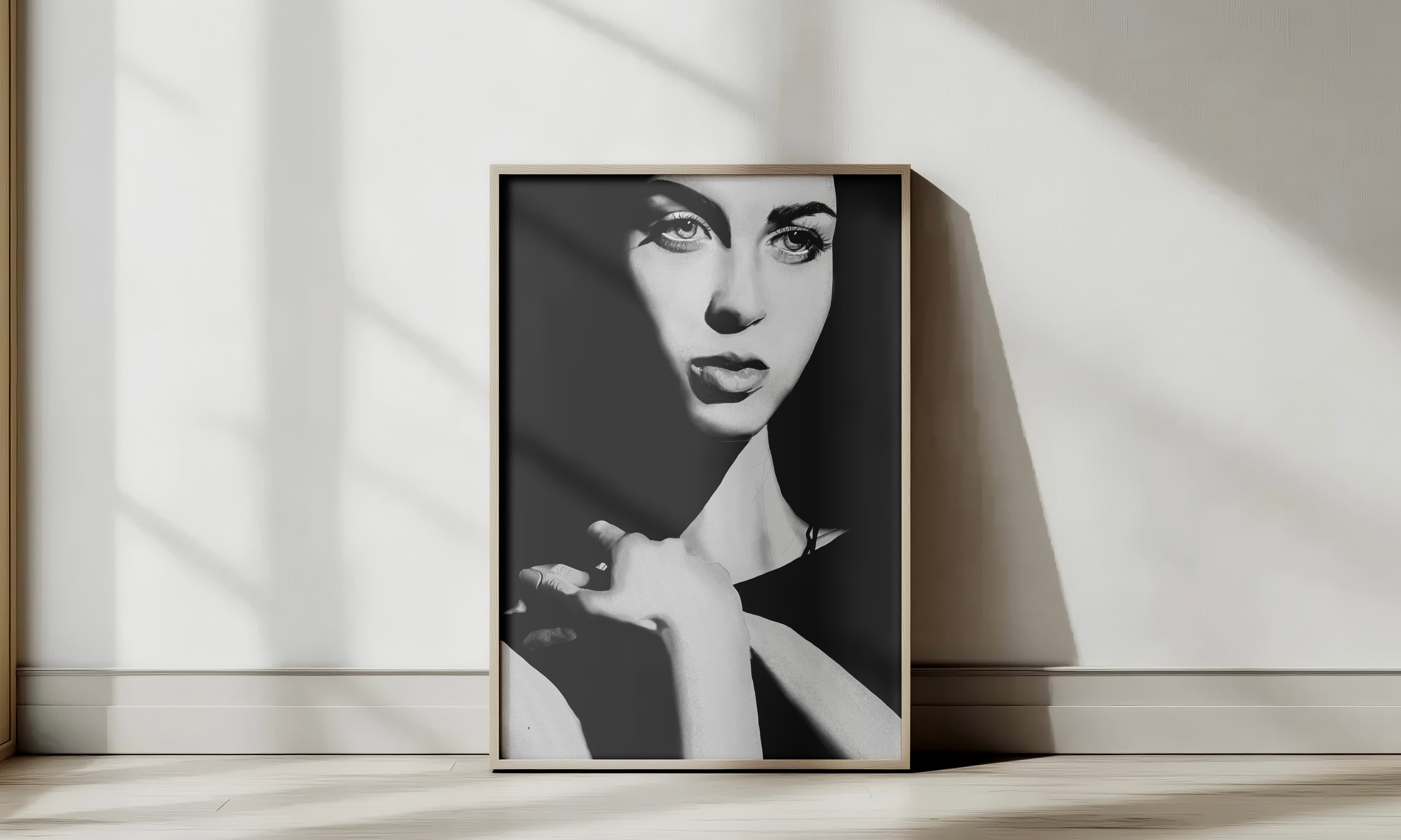 illustration of woman framed on the wall