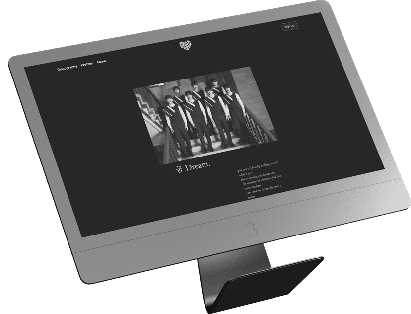 dreamville landing page on mac mockup